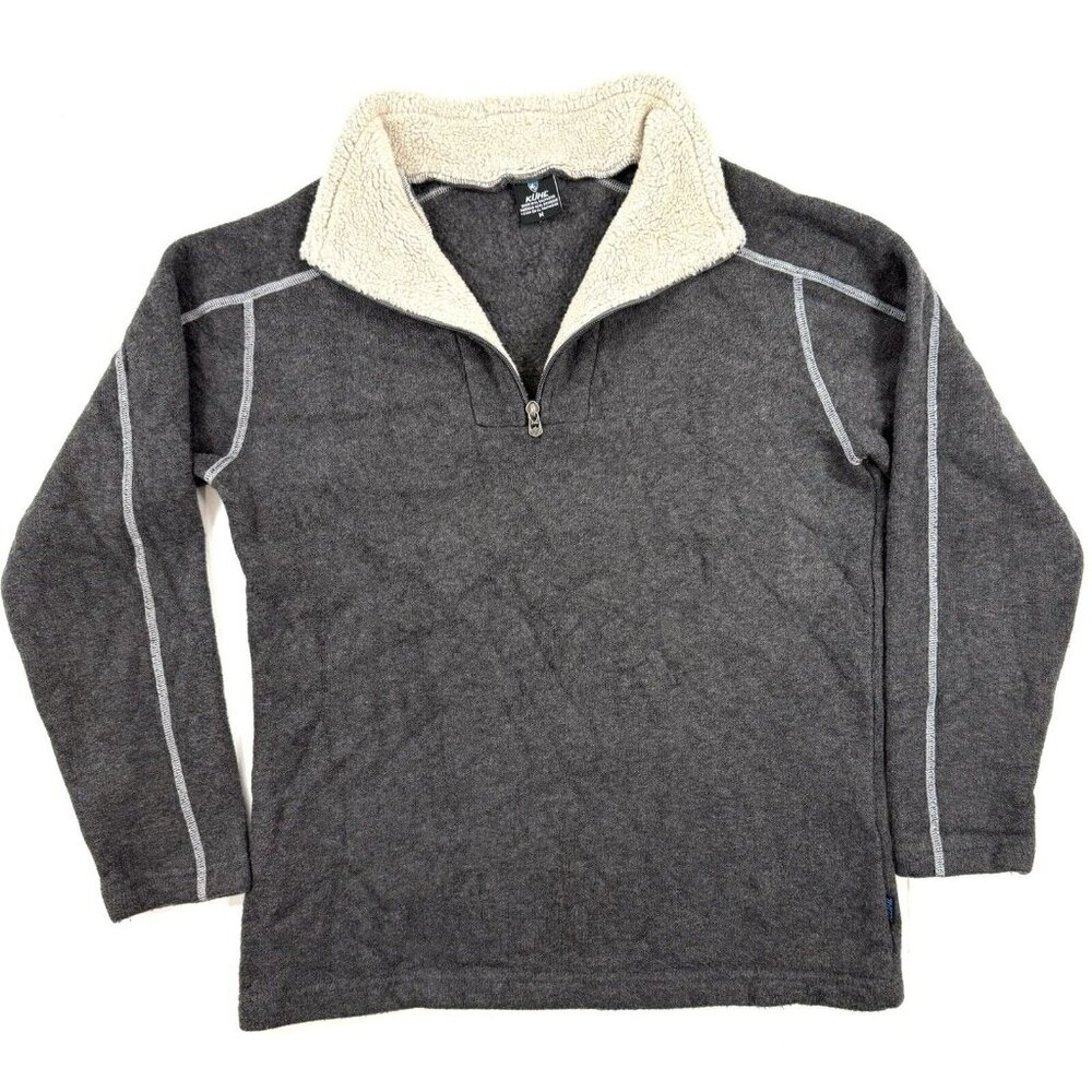 Kuhl Sweater Mens Medium Europa 1/4 Zip Pullover Fleece Alfpaca Long Sleeve Gray